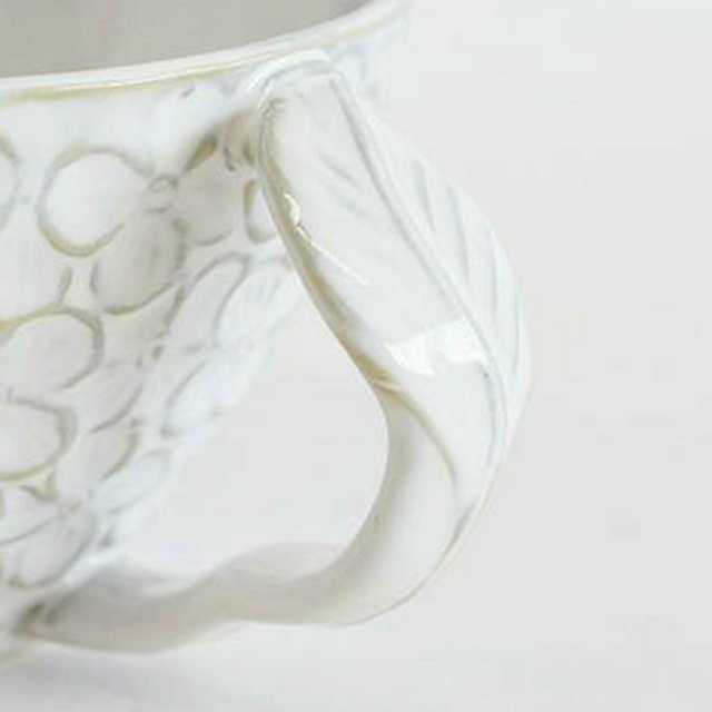 花彫り スープカップ ホワイト