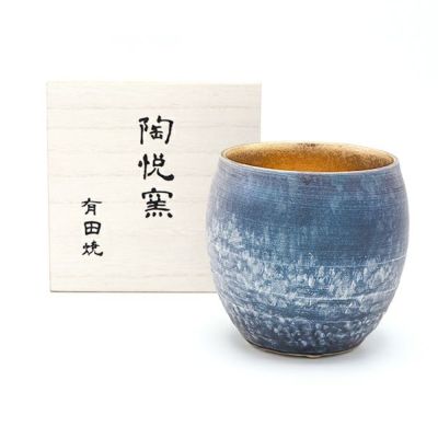 有田焼　陶悦窯　カラーカップ　ゴールド 楽天市場】【有田焼 陶悦窯 黒柚子内晶外銀塗り デミタスC/S