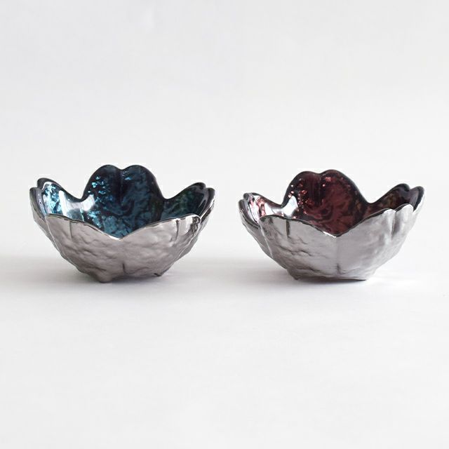 銀彩フリーグラスペア小皿付