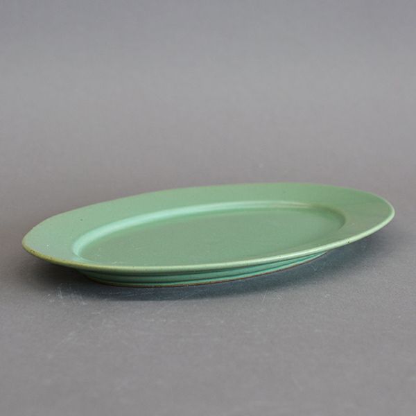 一洋陶園 oribe pottery ワイドリム23楕円皿 ミント
