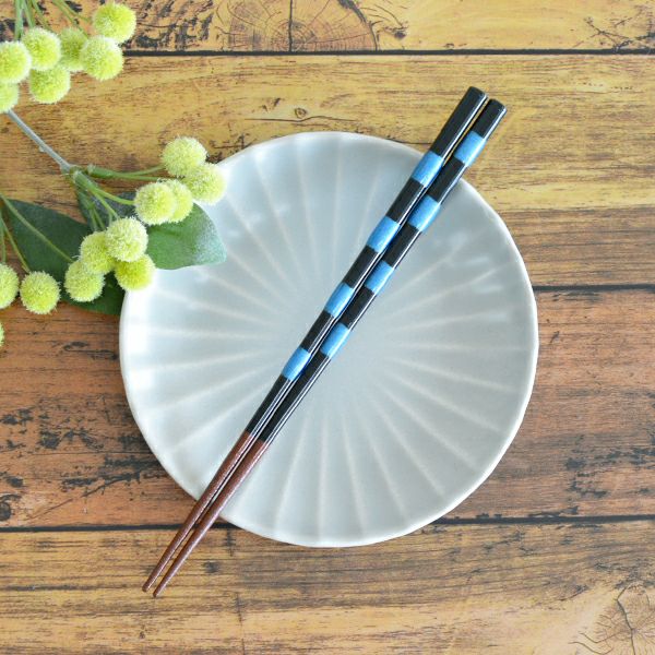 アオバ 食洗 とんぼ玉 光石箸 23cm ブルー