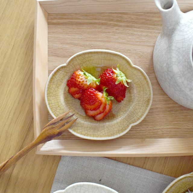 oribe pottery オーバル プチプレート 墨貫入 ブラウン