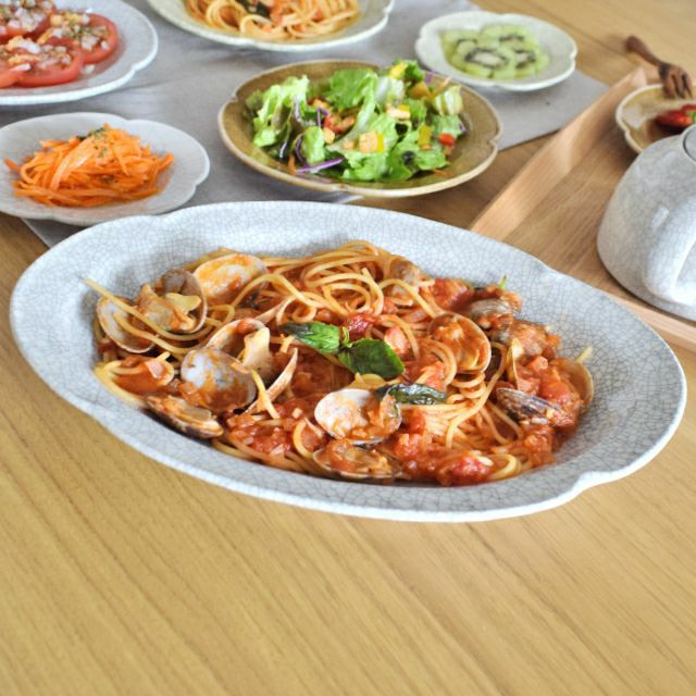 oribe pottery オーバル ボウル L 墨貫入