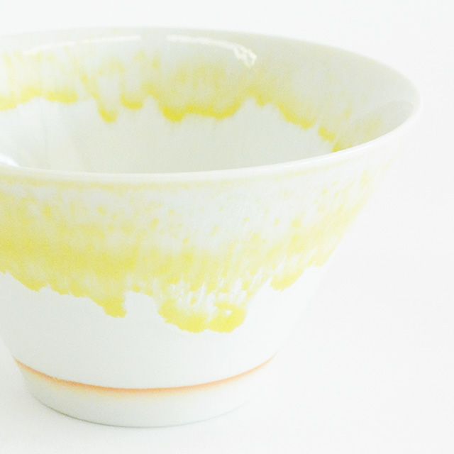 カラー流し反りボウル イエロー