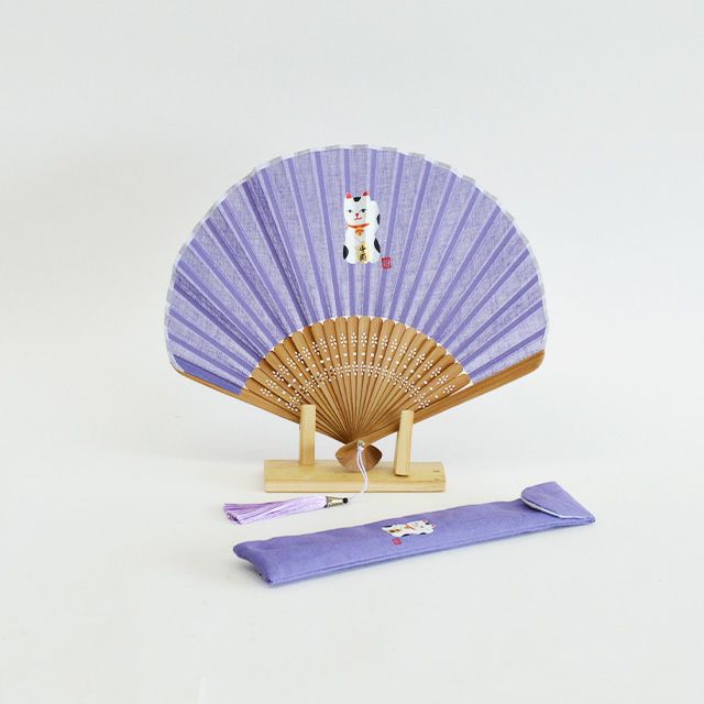 まねき猫扇子ケース付 紫｜和食器通販｜織部 Online Store【公式】 