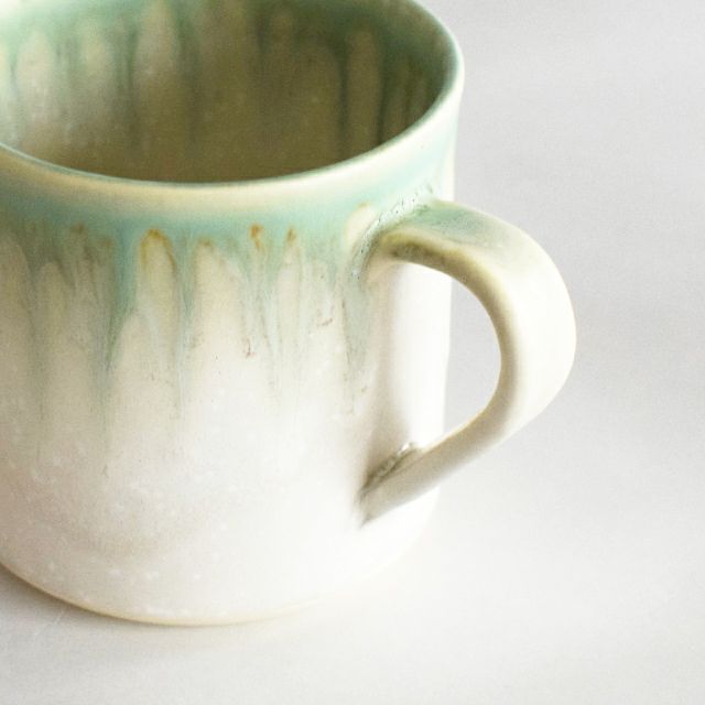 釉流しマグカップ 緑
