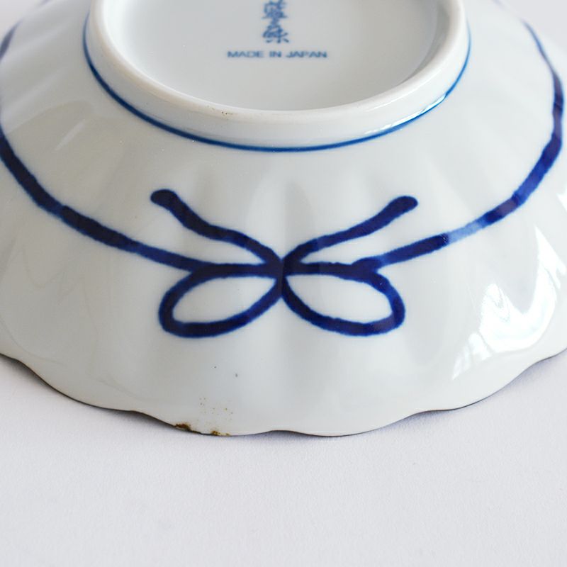 藍友禅菊形浅鉢