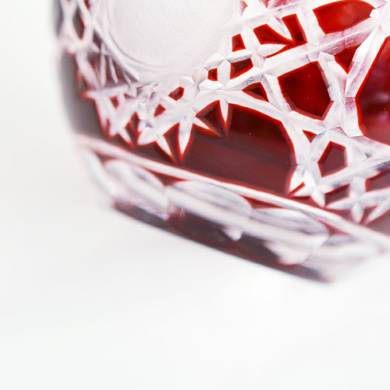 切子オールドグラス格子 レッド