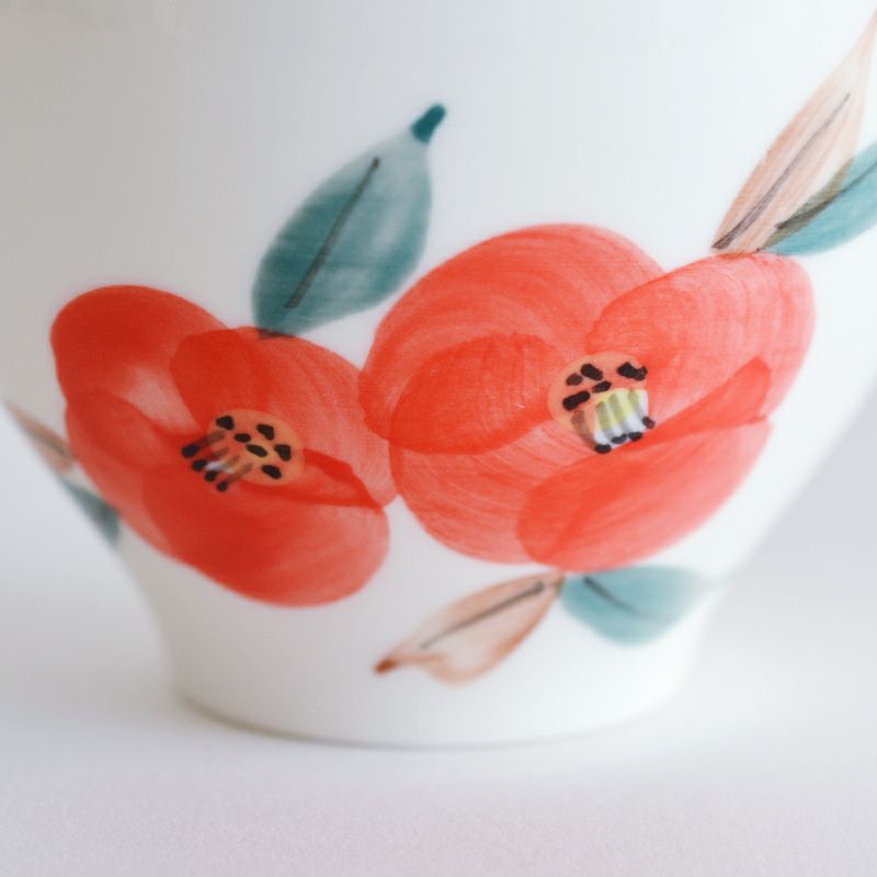 手描き赤椿ポット茶器