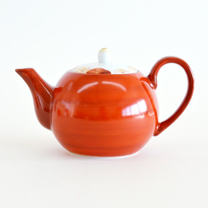 茶道具セット 赤色と金色の陶器製 茶道具セット 赤色と金色の陶器製