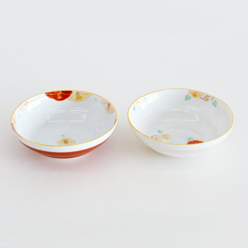 赤絵花口小鉢 春逸【4客セット】 たち吉 赤絵花鳥 小鉢揃 5枚セット 珍味入れ 豆皿 和食器 色絵