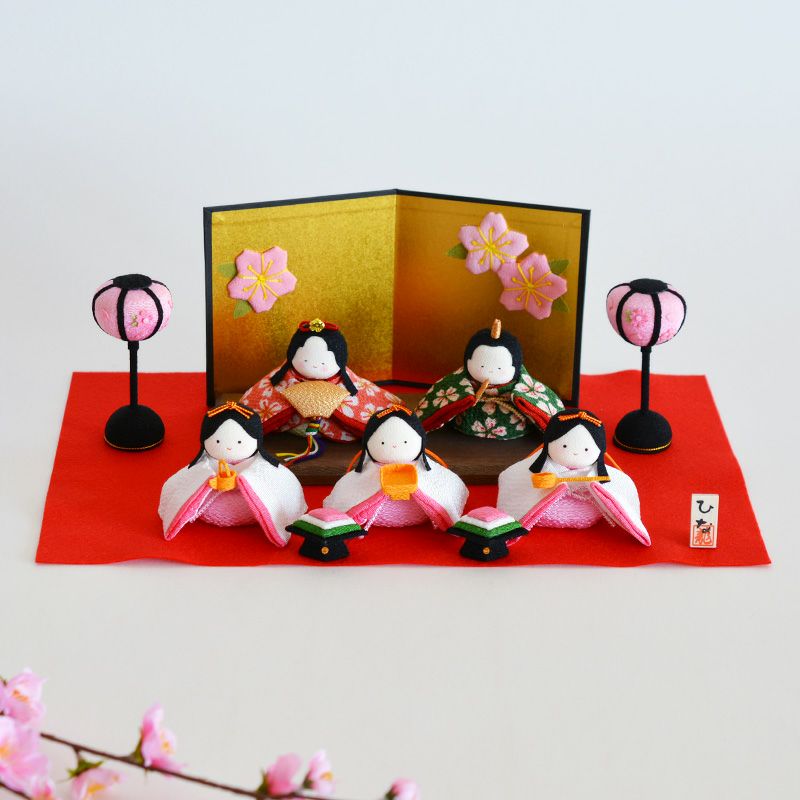 ○新品おひなさま○ さくら刺繍屏風 フルセット ほろ苦く
