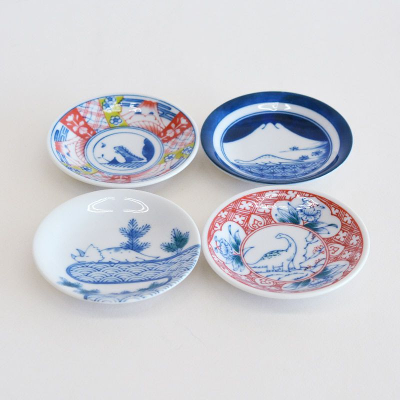 江戸っ子恐竜 しあわせ図鑑（まめ皿4枚セット）｜和食器通販