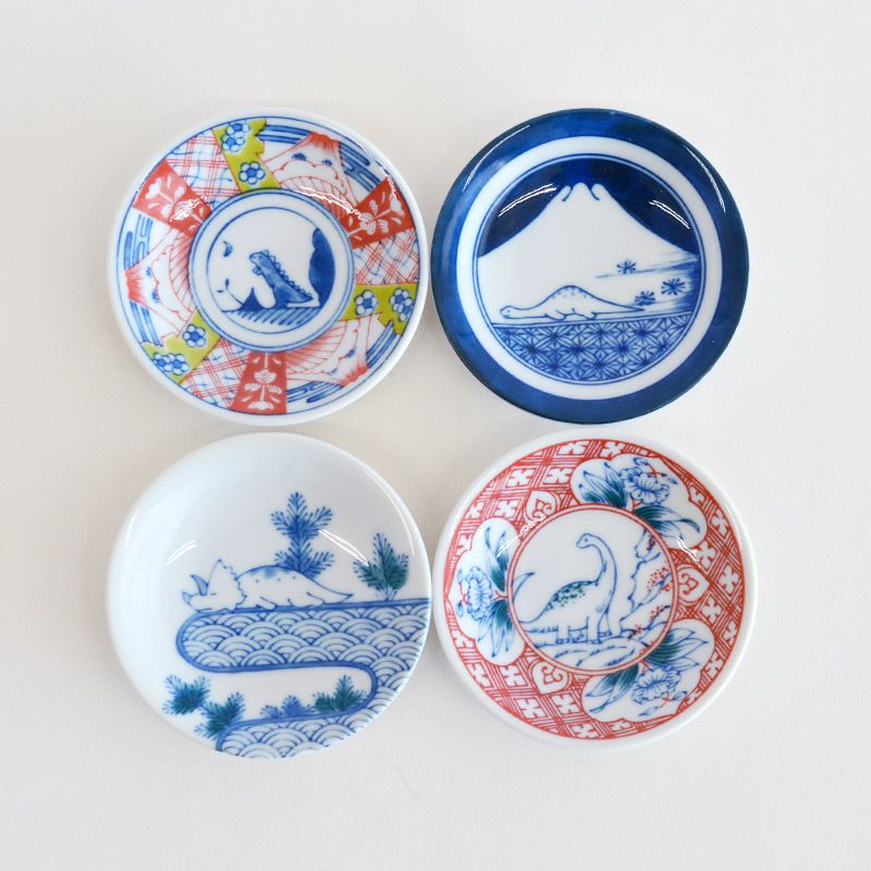 江戸っ子恐竜 しあわせ図鑑（まめ皿4枚セット）｜和食器通販