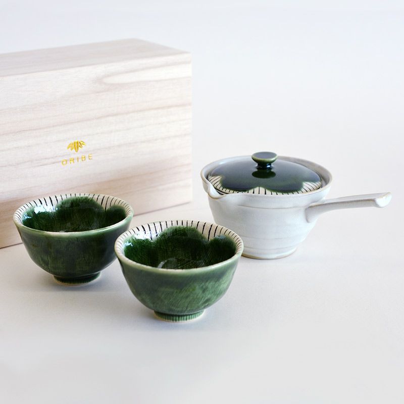 美濃焼 織部 端光窯 茶器 おぼつかなく