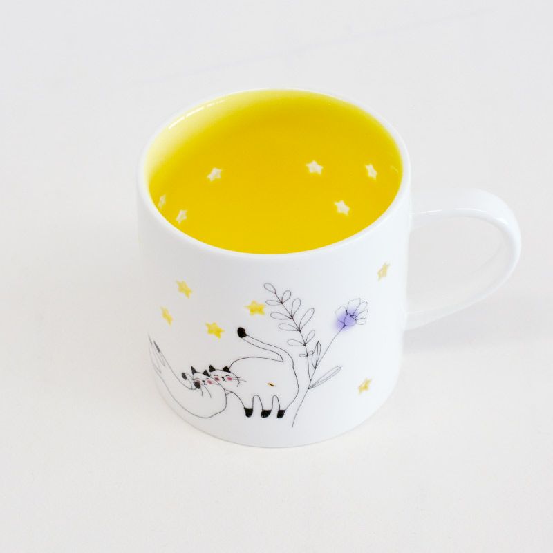 蛍彫り マグカップ 星とネコ｜和食器通販｜織部 Online Store【公式】