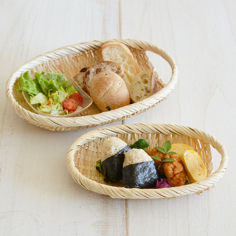 持ち手付竹ざる 楕円小｜和食器通販｜織部 Online Store【公式】