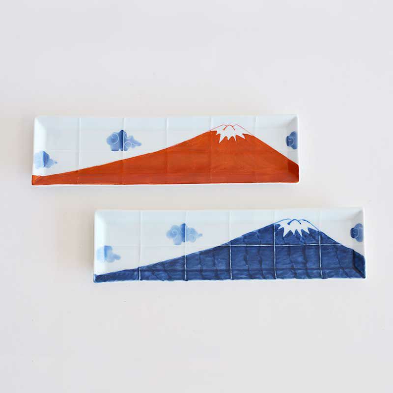 安藤七宝 富士山図 角皿 共箱 旧家蔵出 安藤七宝 富士山図 角皿 共箱 旧家蔵出