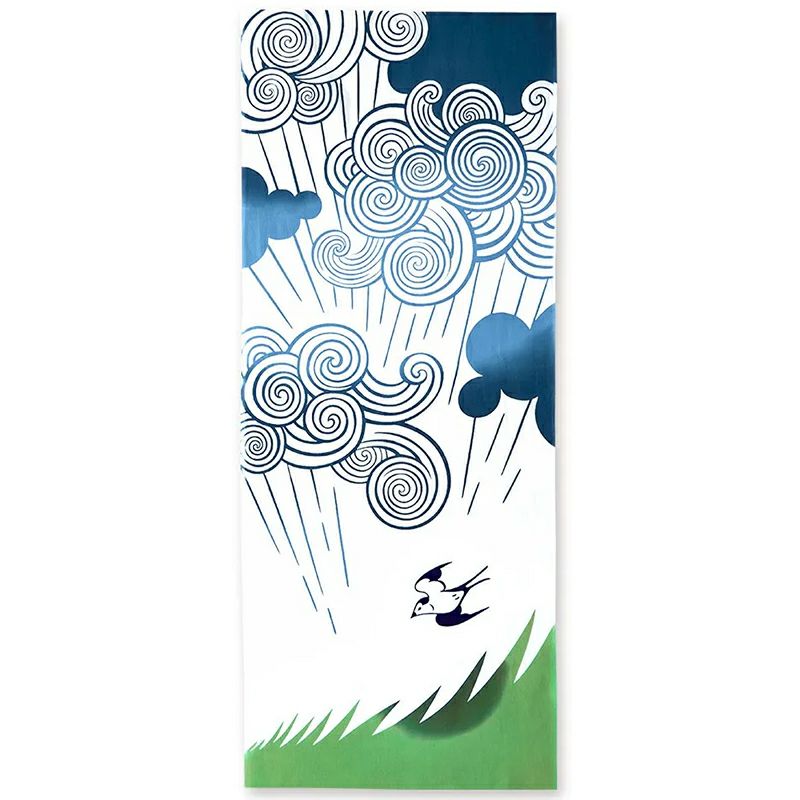 注染手拭い　時期に雨