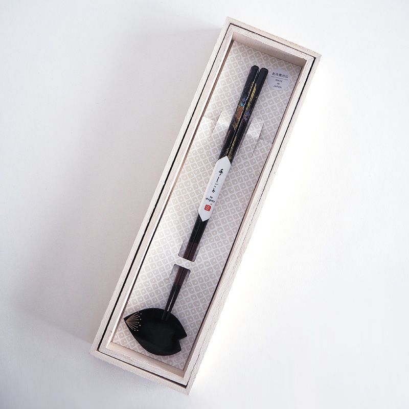 本漆細身朧月箸 一膳セット 23cm