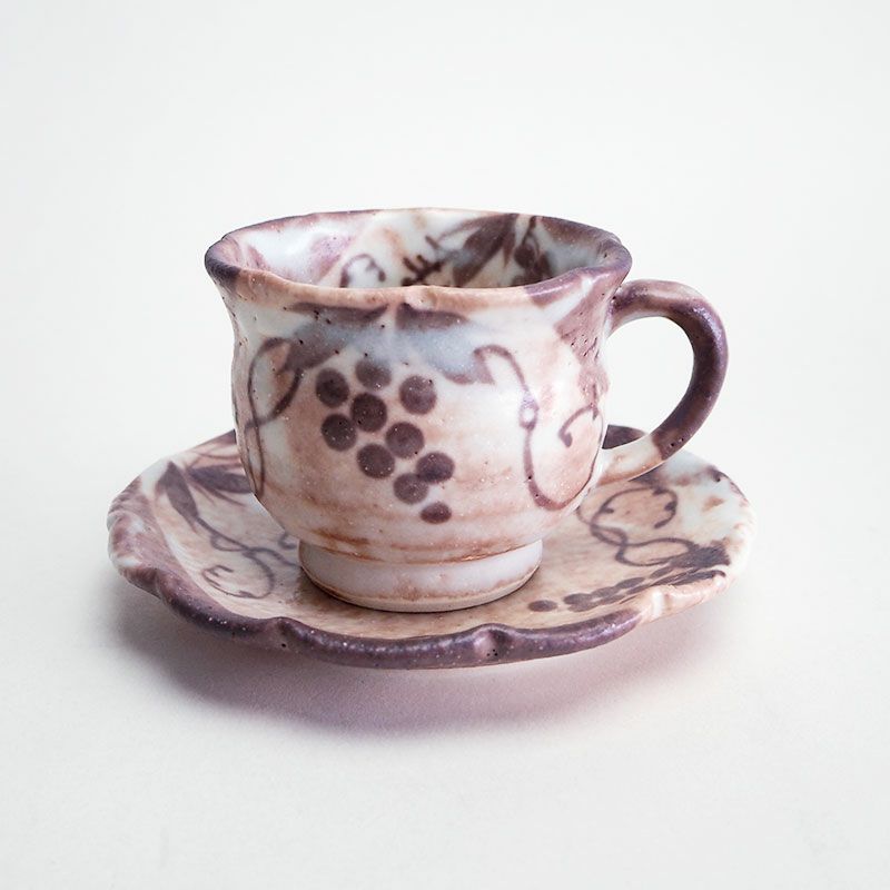 輪花珈琲碗皿 志野