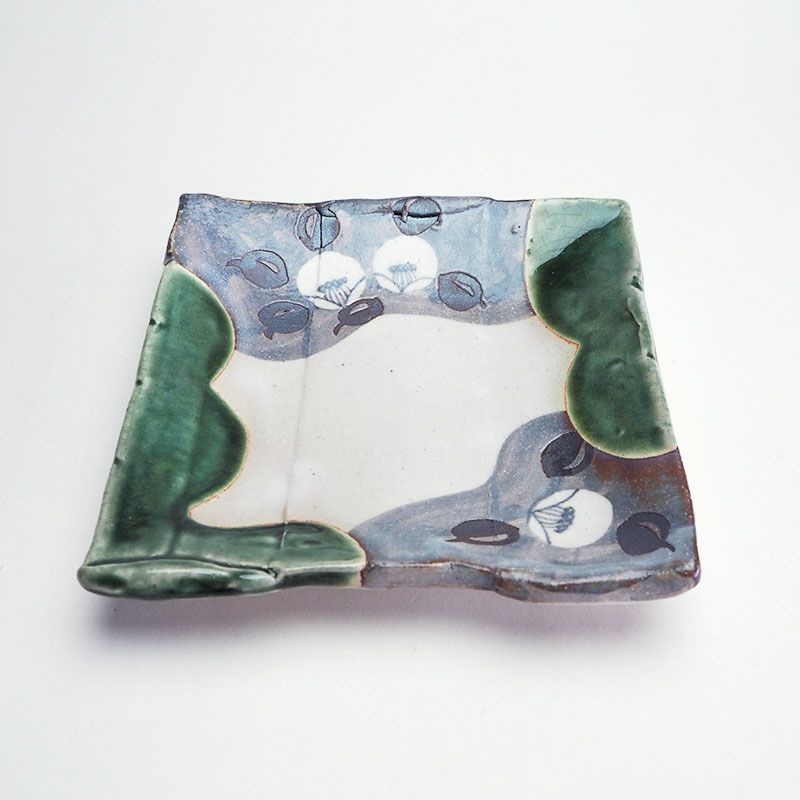 織部椿文角皿 17cm｜和食器通販｜織部 Online Store【公式】