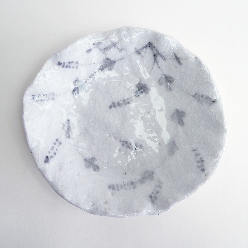 長石釉 草紋7寸皿