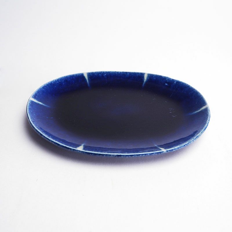 瑠璃 楕円小皿