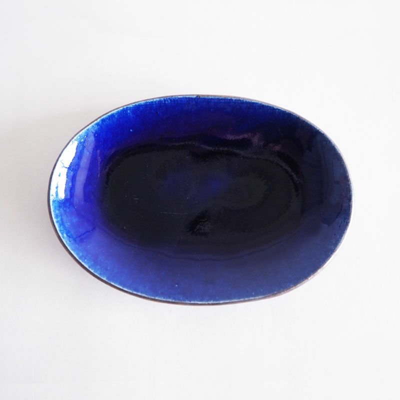 ルリ釉 楕円皿