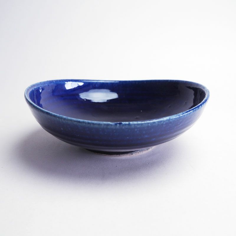 ルリ釉 沓型中鉢