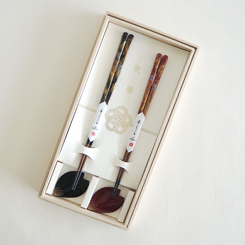 祝膳 本漆細身朧月箸ペア