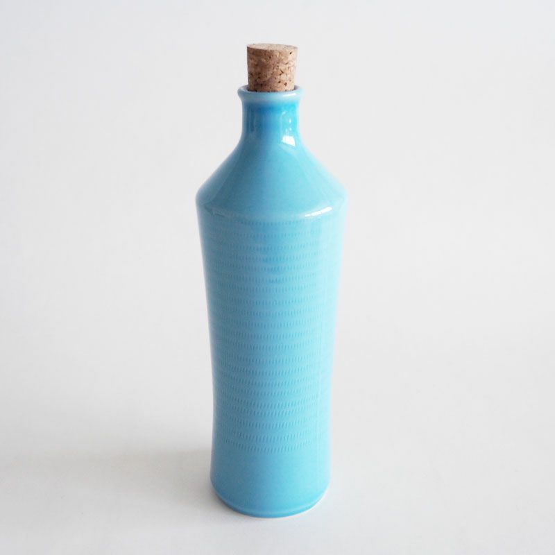 ラジウム鉱石を含む器　スリムボトル 青