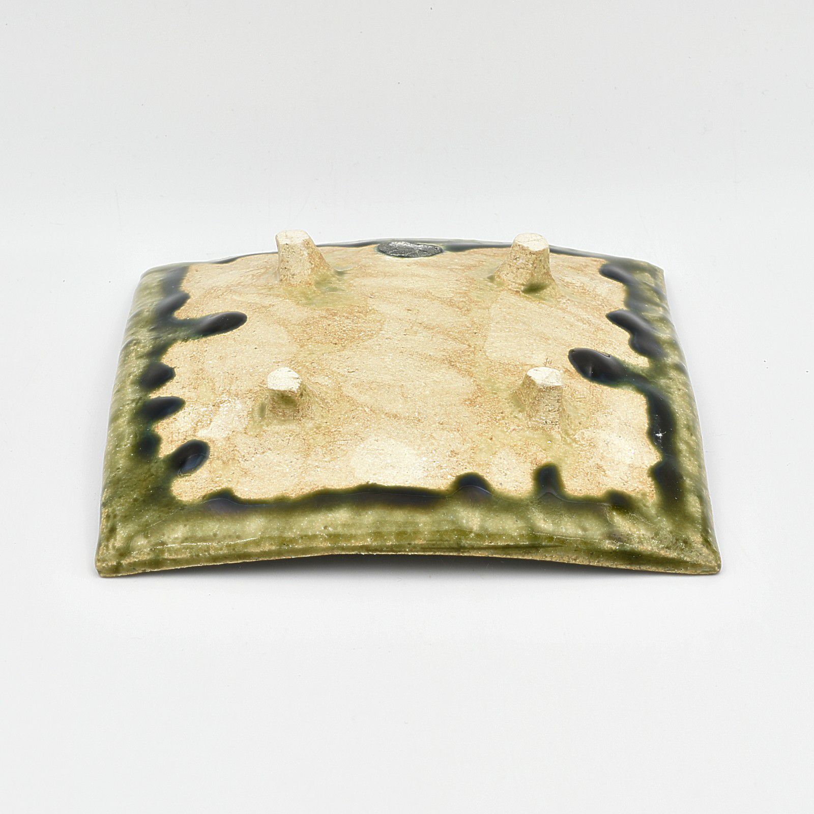 織部焼菊図角皿 8枚 [B24551] 織部焼菊図角皿 8