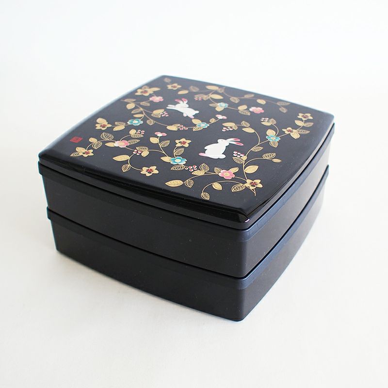 7.5胴張オードブル黒　花の小路 タッパ付