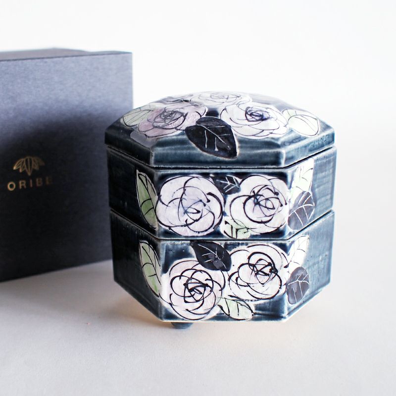 瑠璃釉薔薇 二段重