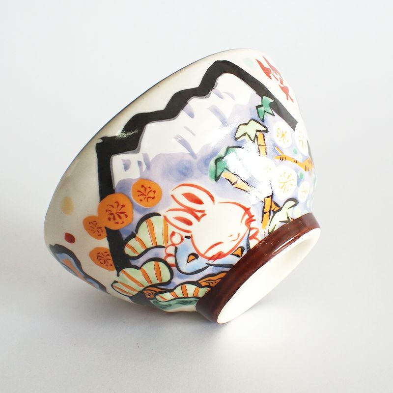 夕立窯独特のタッチで描かれた青富士とうさぎ