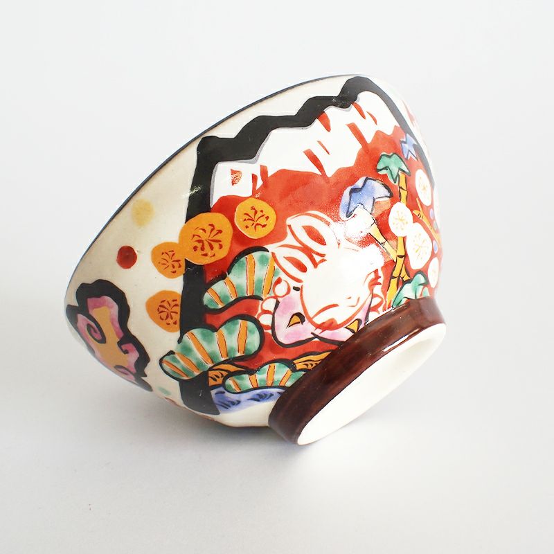 夕立窯独特のタッチで描かれた赤富士とうさぎ