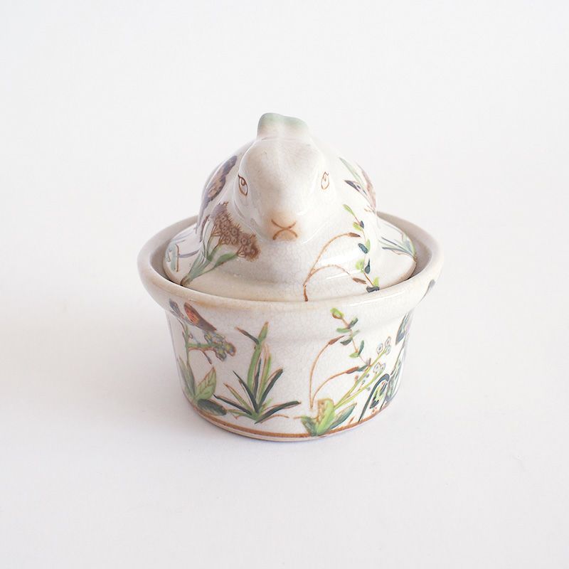 五彩兎楕円蓋物｜和食器通販｜織部 Online Store【公式】