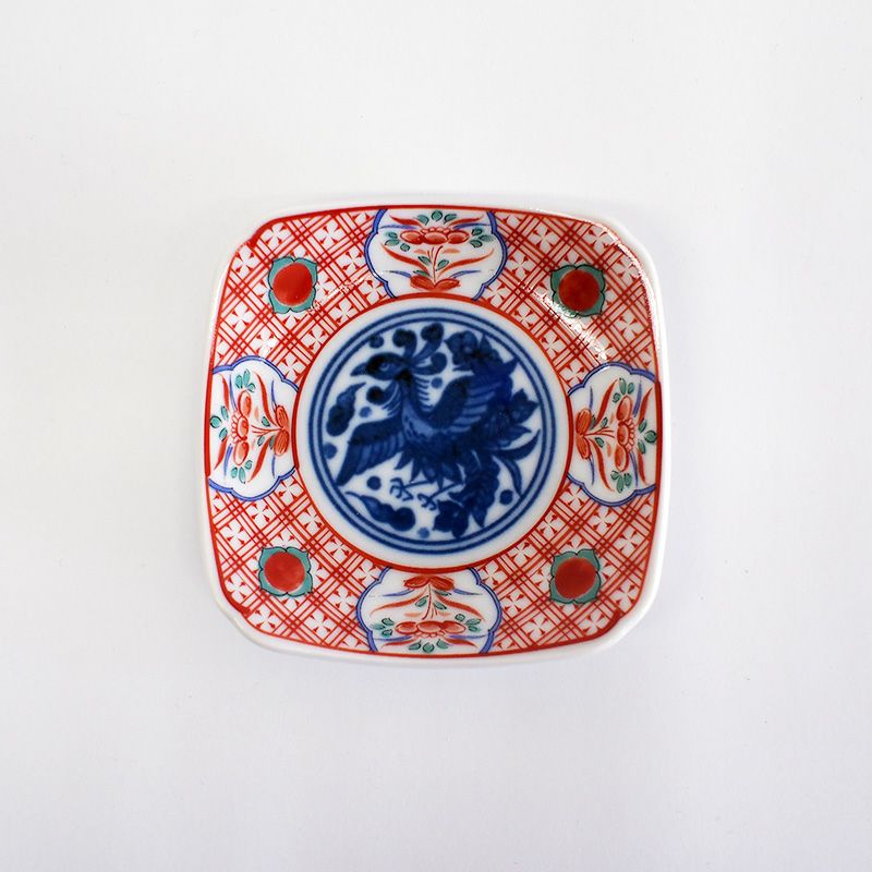 呉須赤絵 四角小皿