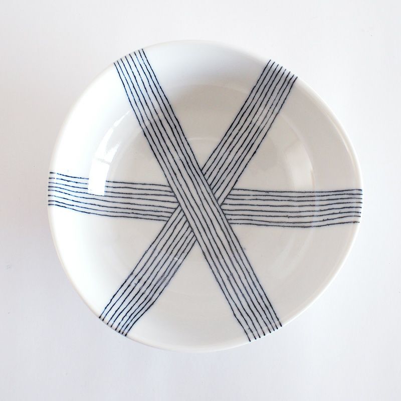 糸をイメージする紋様が描かれた器です