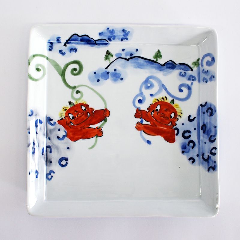 RAKU鬼絵 正角皿（大） ツタ｜和食器通販｜織部 Online Store【公式】