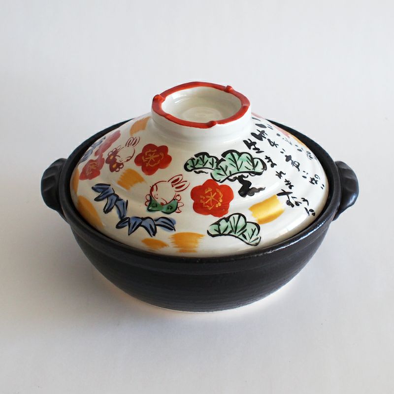 松竹梅うさぎ 直火用 土鍋 8号｜和食器通販｜織部 Online Store【公式】