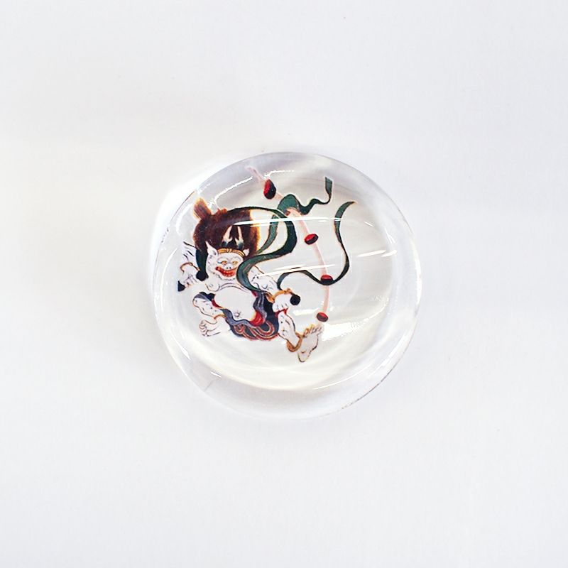 透明感のあるガラス製、風神箸置きです