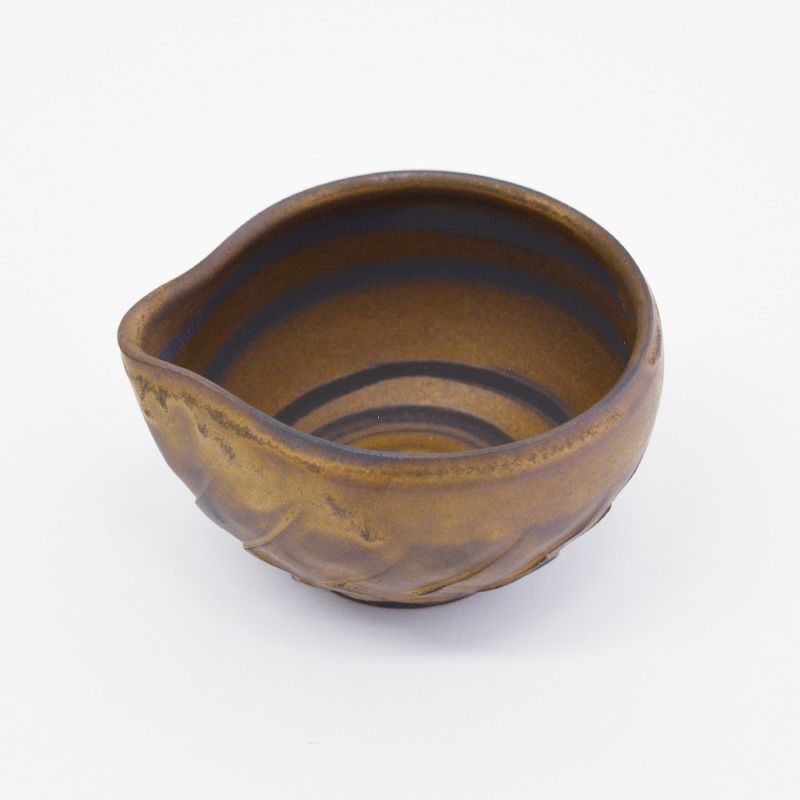 明山 九谷焼 金彩波文茶盌 共箱合布 抹茶碗 抹茶茶碗 茶道具 茶器 食器